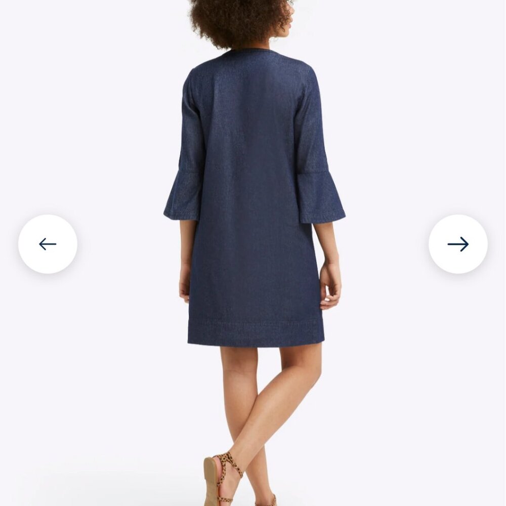 NWT Draper James Chambray Ruffle Shift Dress Size 2 - Picture 3 of 4
